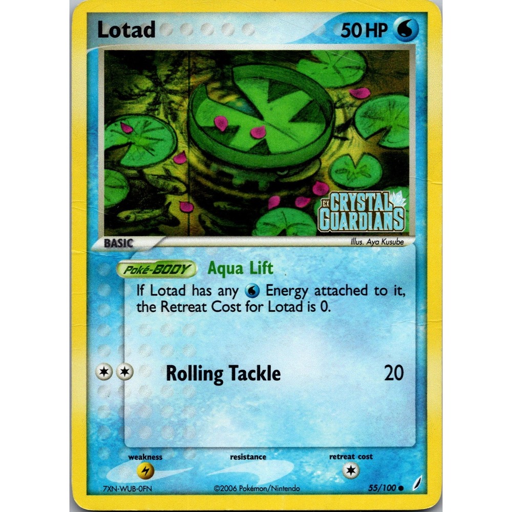 Pokemon Lotad 55/100 EX Crystal Guardians Reverse Holofoil Stamped MP 2006